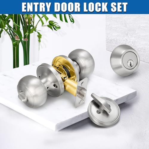 Sopoby 3-Set Entry Door Knob and Deadbolt Combos for Home Security