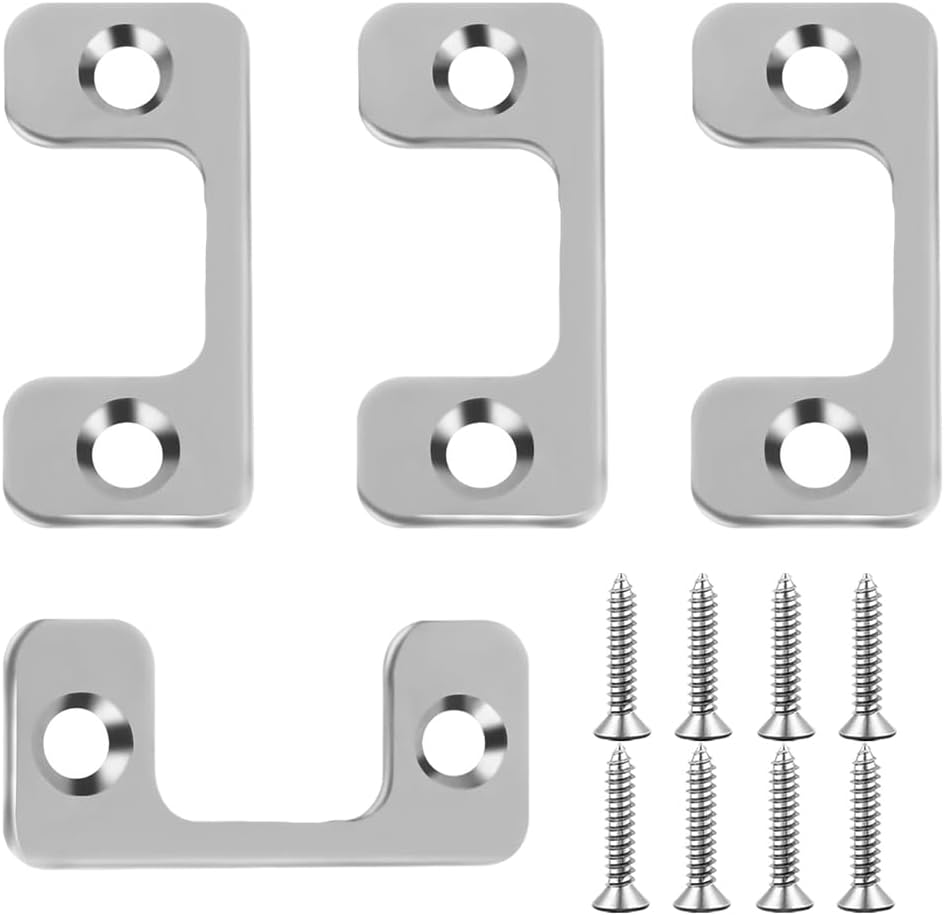 4 Pcs Door Strike Plate Set for Home - 2-14 Door Lock Plate Adjustable Strike Plate Rust-Proof Smart Lock Security