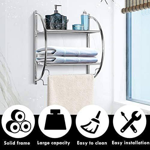Tangkula Wall Mount 2 Tier Bathroom Shelf with BarsSimple Sturdy Home Storage Solution