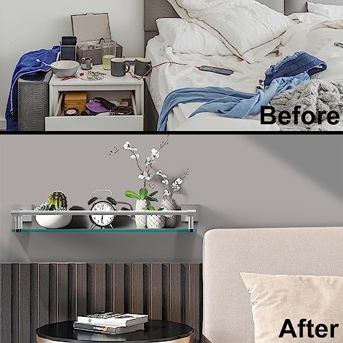 SFGSOWOR20 Stainless Steel Tempered Glass Wall Mount Shelf for Bathroom Sink Organizer