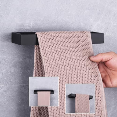 Modern Black Stainless Steel Towel Holder for Bathroom