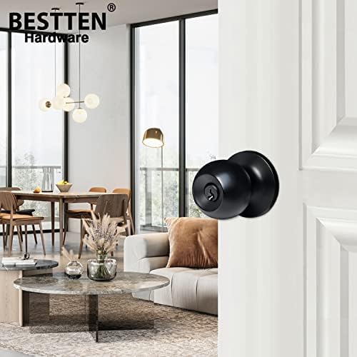 BESTTEN Door Knob Matte Black Durable Secure