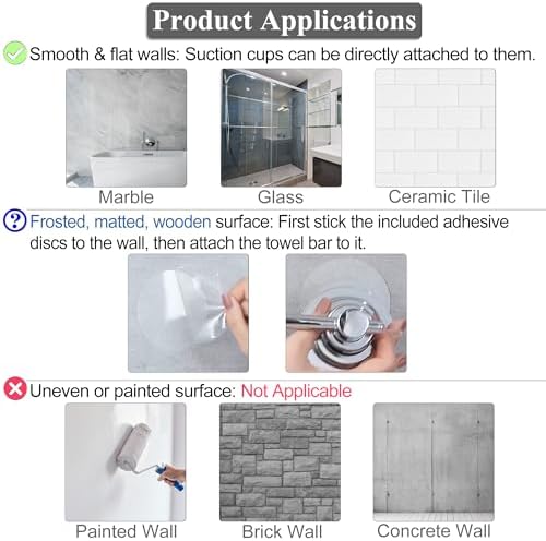 Suction Cup Extendable 17-29 Stainless Steel Towel Bar Chrome Plating