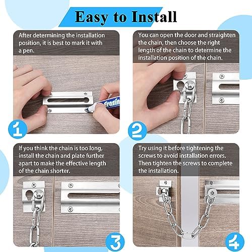 2-Package Door Chain Lock Stainless Steel Door Lock Set with 12 Screws