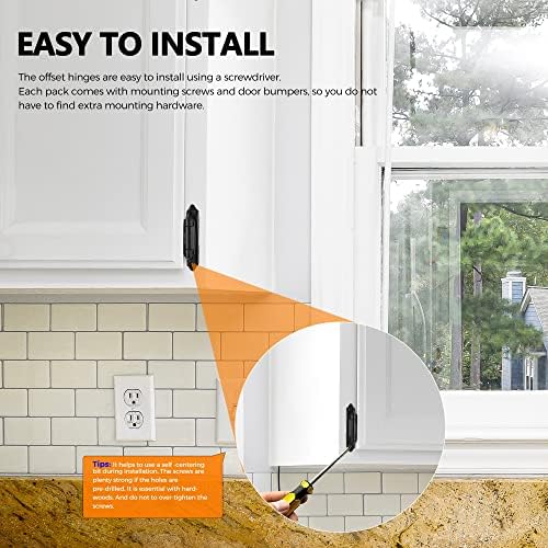 Ravinte 20-Packs 38 Inset Matte Black Cabinet Hinges Smooth Silent Close for Kitchen Bathroom Doors