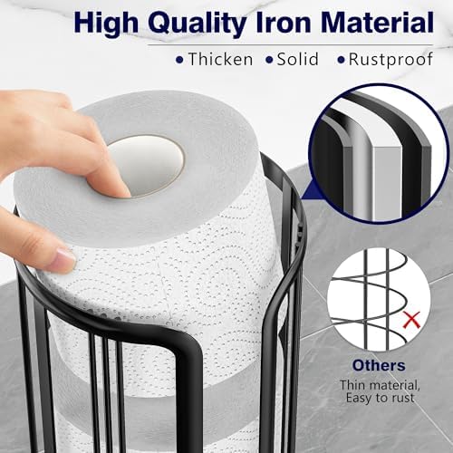 Epicano Toilet Paper Holder Stand Space-Saving Mega Roll Organizer Black