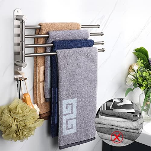 NearMoon 4-Arm Swivel Towel Rack Rust-Proof Stainless Steel Towel Bar