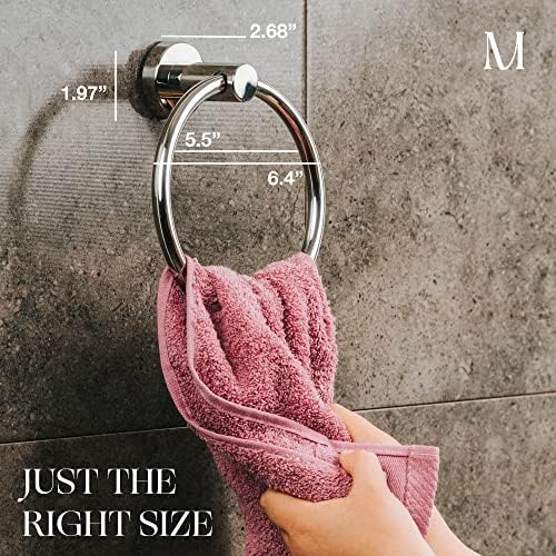 Marmolux Acc Chrome Towel Ring - Hand Towel Holder for Bathroom Wall
