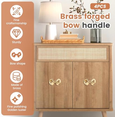 4-Piece Solid Gold Brass Drawer Knobs