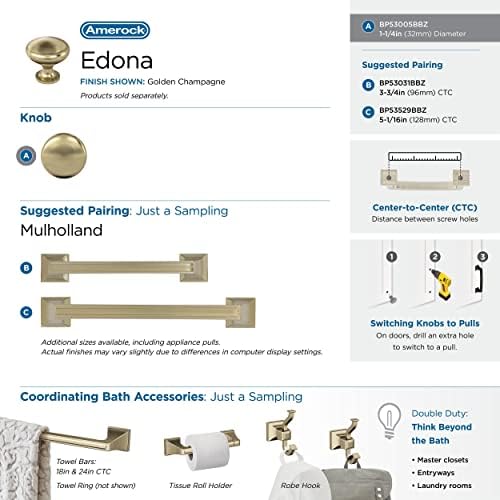 Amerock Golden Champagne Knob - Durable Kitchen Bathroom Cabinet knob with Mounting Hardware