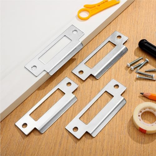 10-Piece Set of Tandefio Deadbolt Strike Plate Set with brushed zinc finish Lock Strengthening Kit for Home Improvement