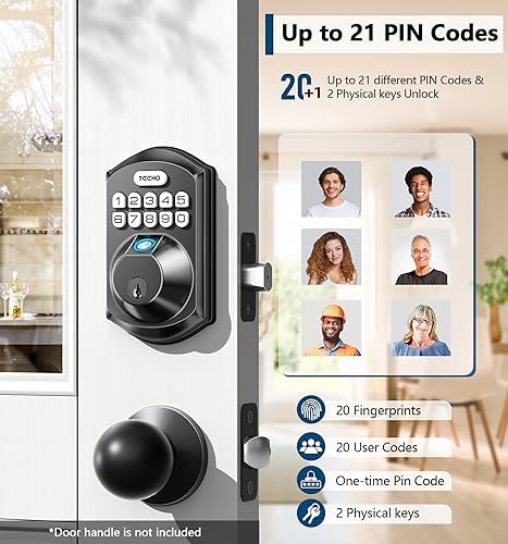 Fingerprint Door Lock with Keyless Entry - Easy Setup Matte Black