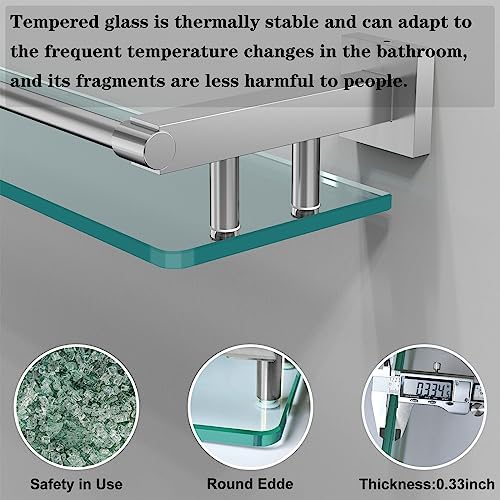 SFGSOWOR20 Stainless Steel Tempered Glass Wall Mount Shelf for Bathroom Sink Organizer