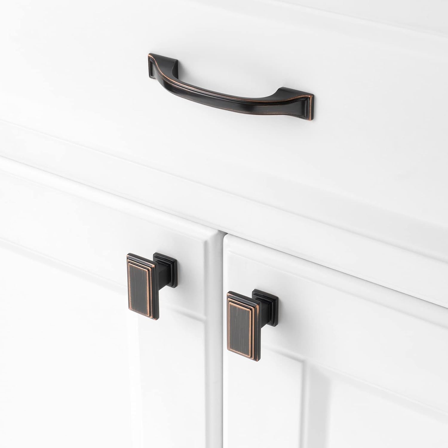 KOOFIZO Square Foot Craftsman Cabinet Bow Pull - Oil Rubbed Bronze 3 76mm x 10-Pack