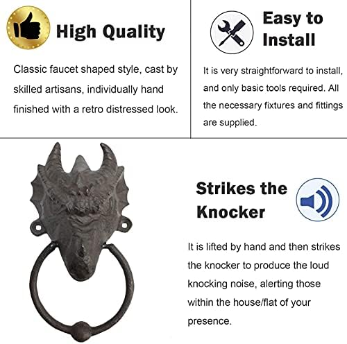 Vintage Dragon Head Door Knocker Set