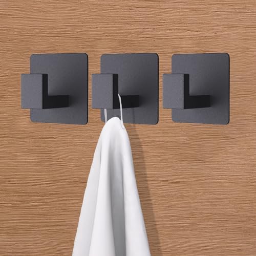 VAEHOLD Adhesive Towel Hooks Heavy Duty Wall Hook for Bathroom Kitchen Black