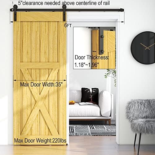 6FT Sliding Barn Door Hardware Kit