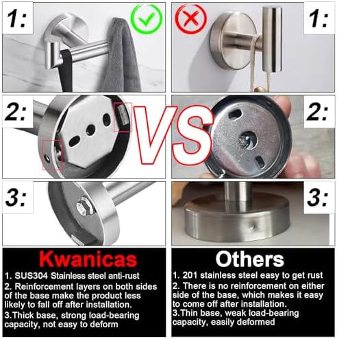 Double Pack of Stainless Steel Towel Hooks for Bathrooms
