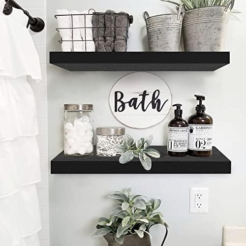 QEEIG 24-inch Wall Shelves Set of 2 Black 24 x 9 inch