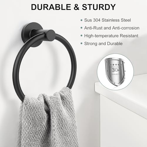 SetSail Towel Holder for Bathroom Wall Matte Black 304 Stainless Steel Easy to Install