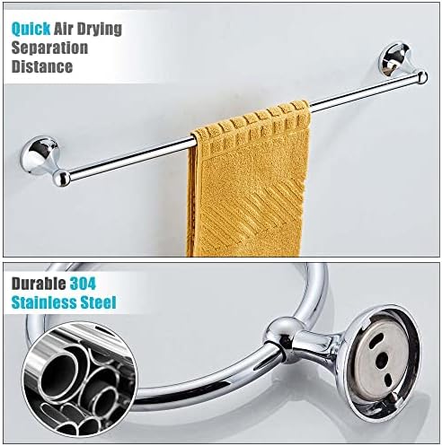 SUNTAI 4-Piece Bathroom Set Adjustable Towel Bar Holder Chrome