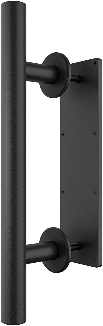 2-Piece Rustic Solid 12 Pull and Flush Barn Door Handles Set for Gates Garages Sheds Black Durable Steel