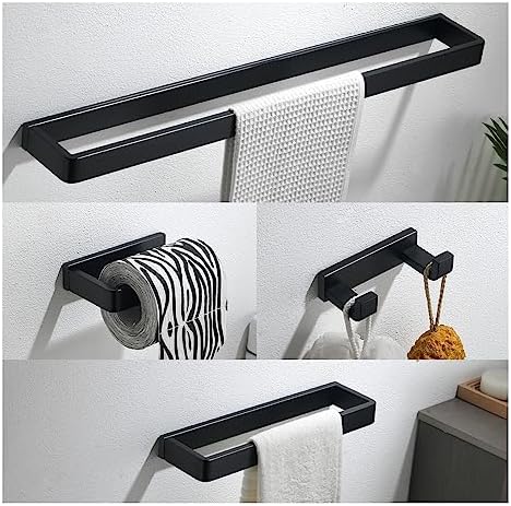 YACVCL 4-Piece Matte Black Bathroom Hardware Set 1