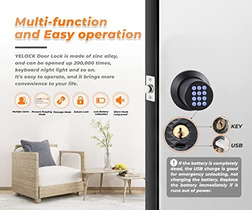 Waterproof Door Knob Lock with Anti-Slip Handle for Home Office