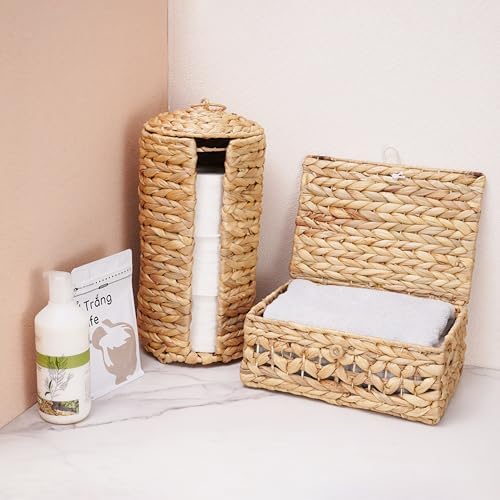Stylish Wicker Toilet Paper Stand with Lid
