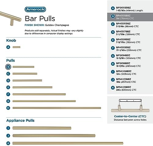 Amerock Bar Pulls 10-Piece Golden Champagne Set