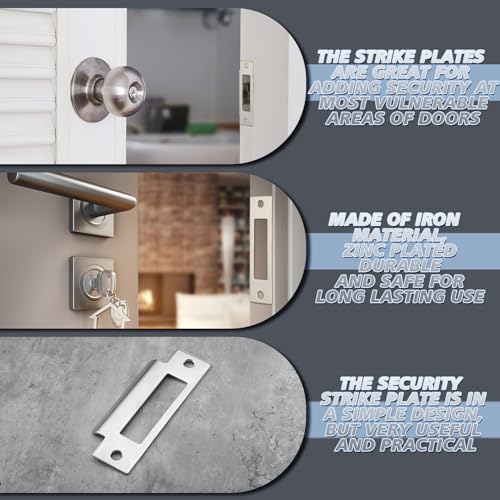 10-Piece Set of Tandefio Deadbolt Strike Plate Set with brushed zinc finish Lock Strengthening Kit for Home Improvement