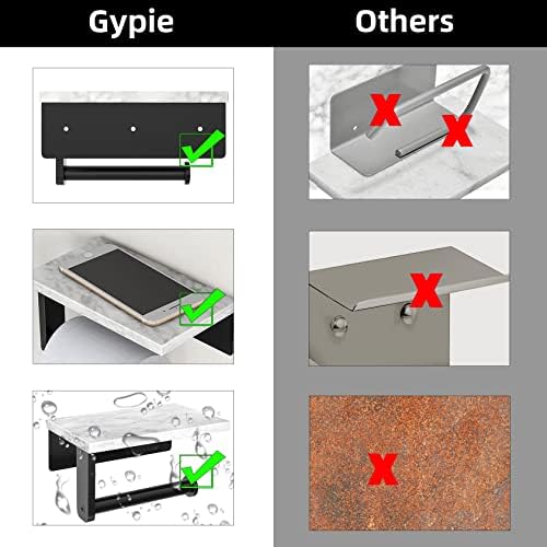 Stainless Steel MarbleWall-Mounted Toilet PaperHolder for Bathroom Matte Black Unique Design
