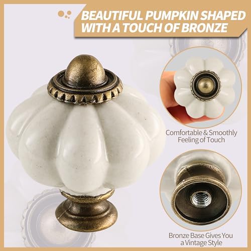 Antique White Ceramic Knobs 12 Pack Retro Pulls for Your Home