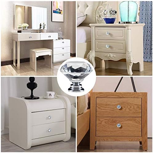 YourGift 12-Piece Crystal Shaped Knobs for Cabinets Silver
