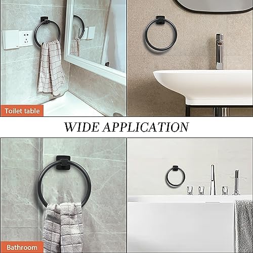 ZGELIN Towel Holder Durable Stainless Steel Bath Kitchen Towel Ring Matte Black Finish
