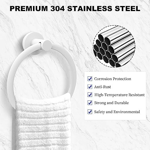 Stainless Steel White Towel Ring for Bathroom