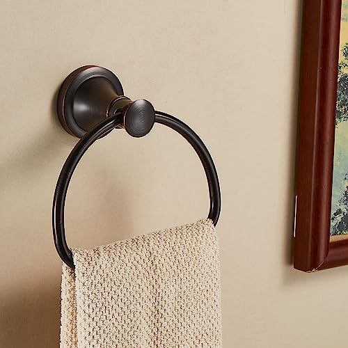 Half-Round Bronze Towel Ring Rustic Ergonomic Bathroom Organizer