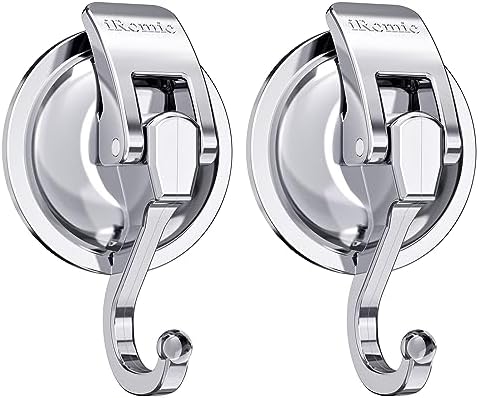 Heavy Duty Vacuum Suction Cup Hooks 2Pack Specialized for Kitchen Bathroom Restroom Organization by iRomic