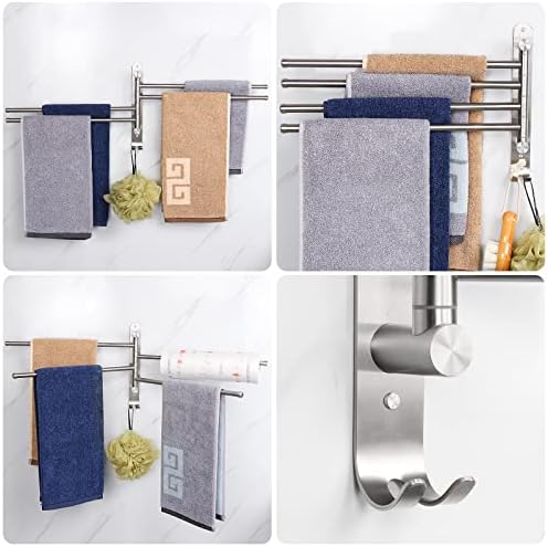NearMoon 4-Arm Swivel Towel Rack Rust-Proof Stainless Steel Towel Bar