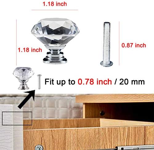 YourGift 12-Piece Crystal Shaped Knobs for Cabinets Silver