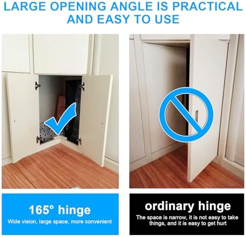 165-Degree 2-Piece Hinges for Cabinet Corners Kitchen Doors