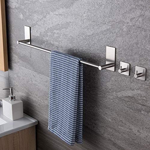 16-inch Stainless Steel Towel Bar with 2 Pack Sticky Hooks