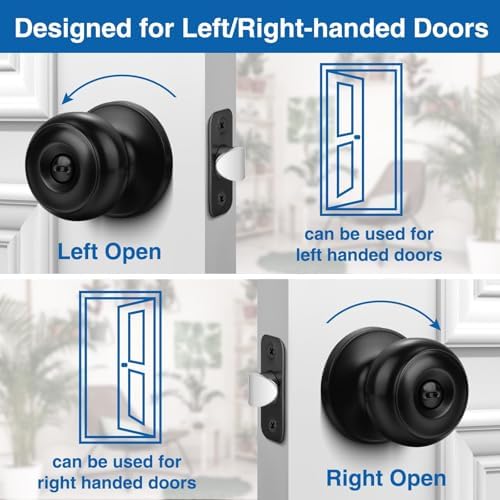 Sopoby 6-Piece Privacy Door Knobs Matte Black Modern Design