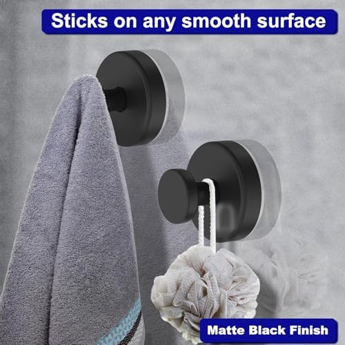 Adorable Suction Cup Shower Hooks for Bathroom Window Glass Towel Robe Looafh Hangers - Durable Black Design