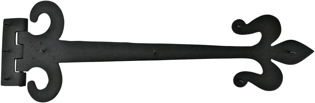 Renovators Supply Manufacturing Black Wrought Iron Fleur De Lis Hinges 18-Inch Pack of 4