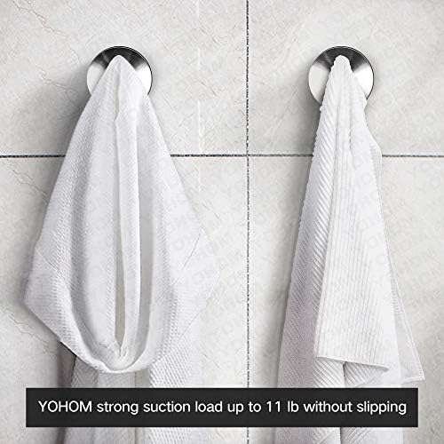 YOHOM Stainless Steel Vacuum Suction Cup Plate Holder Removable Towel Rack - Modern Bathroom and Kitchen Organizing Tool