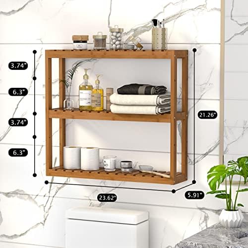 Domax Bamboo Bathroom Shelf - 3-Tier Storage Solution with Adjustable Design and Professional Finish