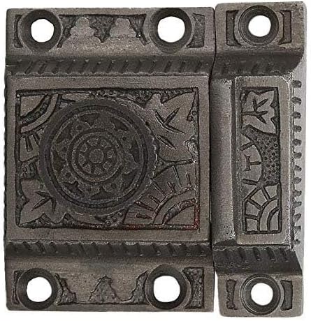 --------Handmade Antique Iron Finish - Secure Closing Cabinet Latch with Windsor Knob Design