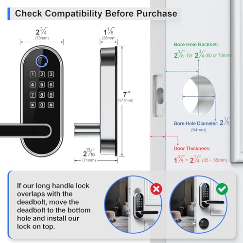 Smart Lock Fingerprint Entry Keypad Secure Easy Door Entry Google Assistant Alexa Compatible