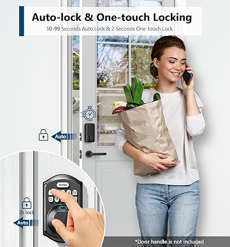 Fingerprint Door Lock with Keyless Entry - Easy Setup Matte Black